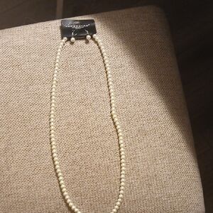 Elegant Costume Jewelry Cream Pearl Necklace and Pierced Earring Set 14 Inches